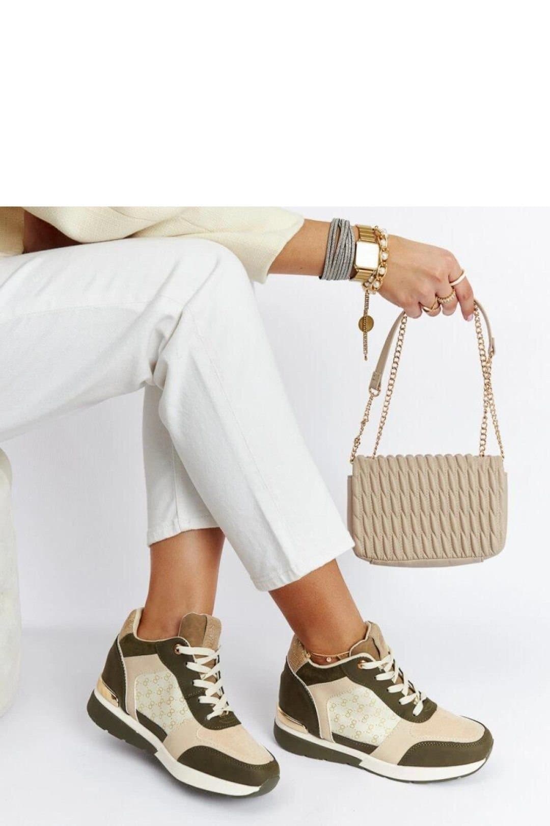 Love Lace Love Lace Women's Chestnut Suede Wedge Sneakers with Adjustable Lacing Closure in Green