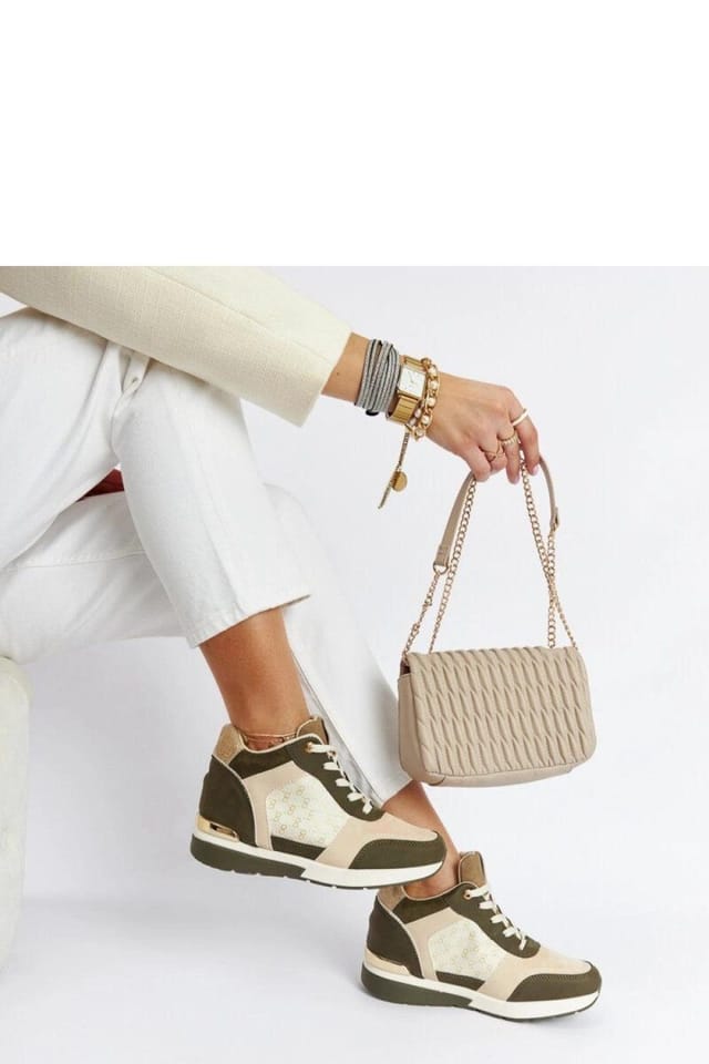 Love Lace Love Lace Women's Chestnut Suede Wedge Sneakers with Adjustable Lacing Closure in Green - 3