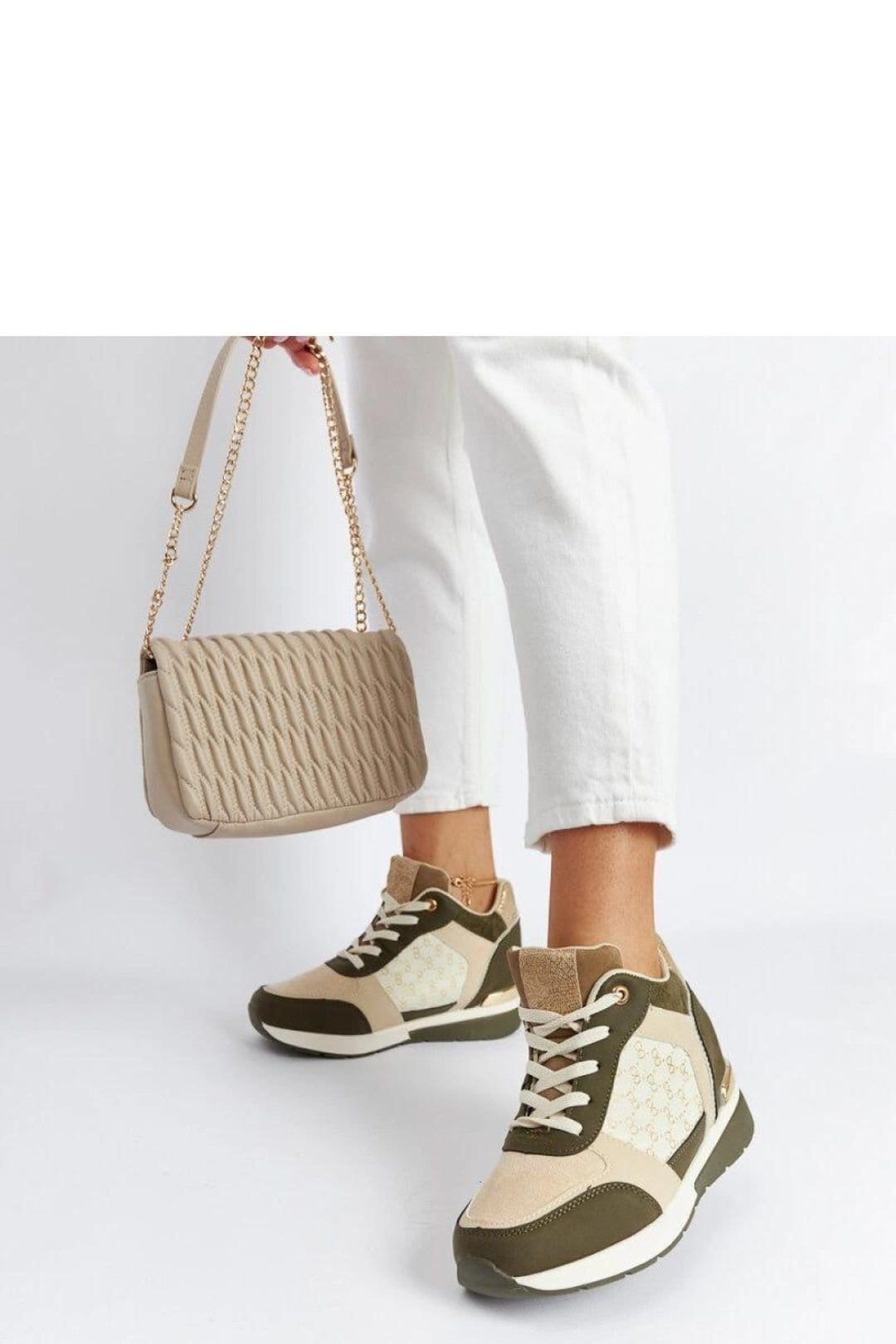 Love Lace Love Lace Women's Chestnut Suede Wedge Sneakers with Adjustable Lacing Closure in Green - 4