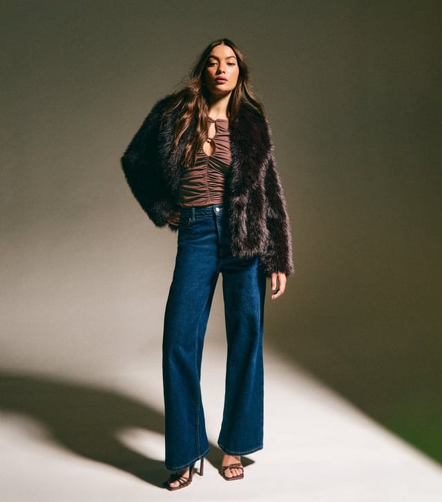 New Look Women's Dark Brown Ruched Cutout Long Sleeve Top New Look - 3