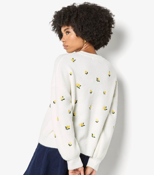 Apricot Women's Cream Lemon Embroidered Jumper Apricot New Look - 3