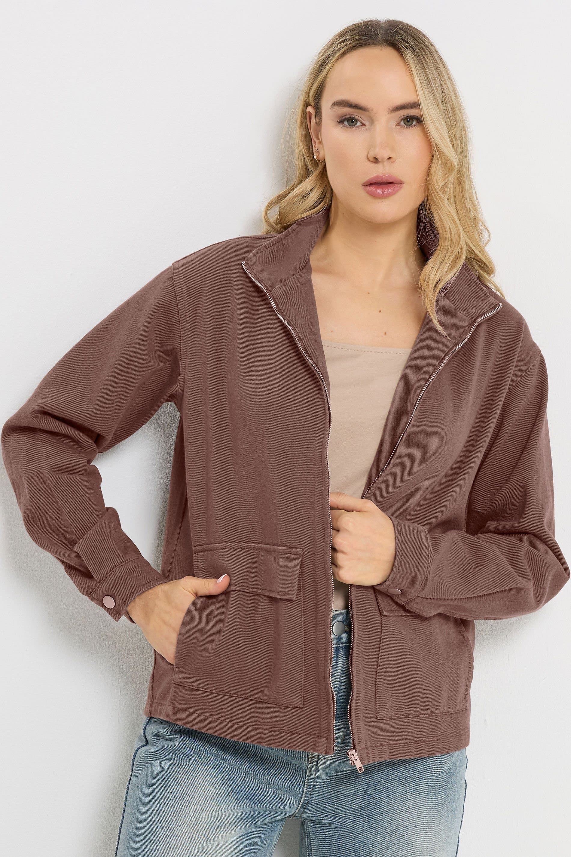 Long Tall Sally Long Tall Sally Women's Tall Funnel Neck Jacket in Chocolate