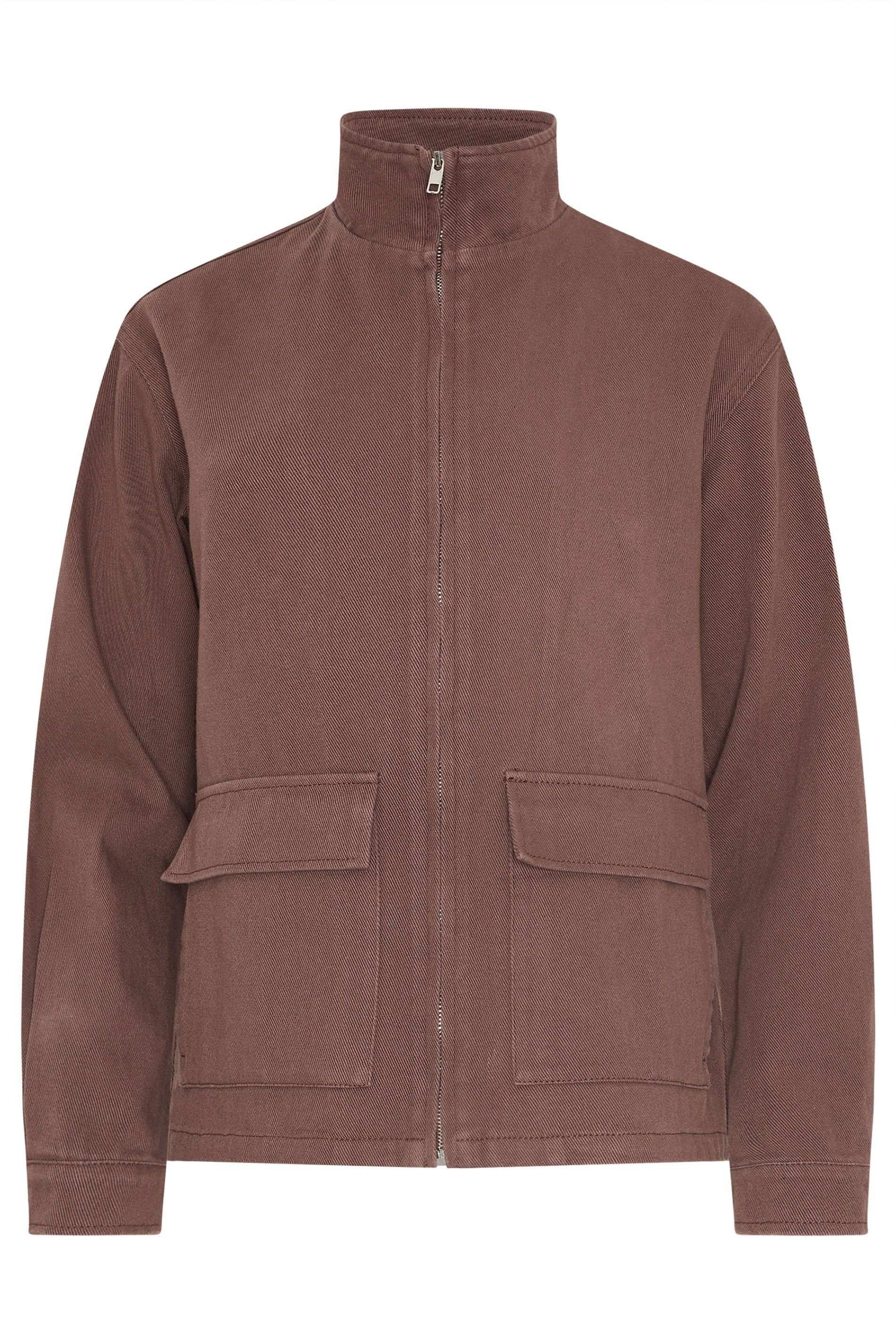 Long Tall Sally Long Tall Sally Women's Tall Funnel Neck Jacket in Chocolate - 2