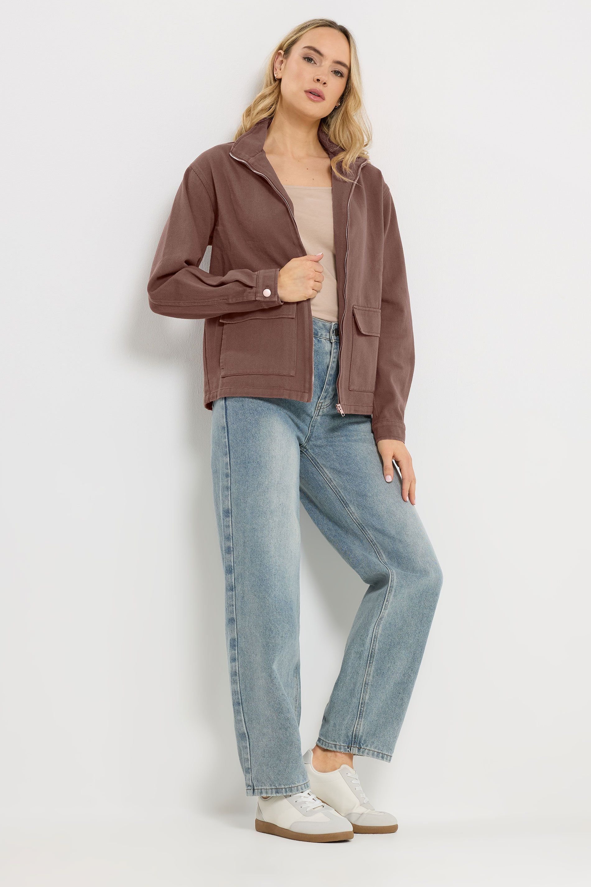 Long Tall Sally Long Tall Sally Women's Tall Funnel Neck Jacket in Chocolate - 4