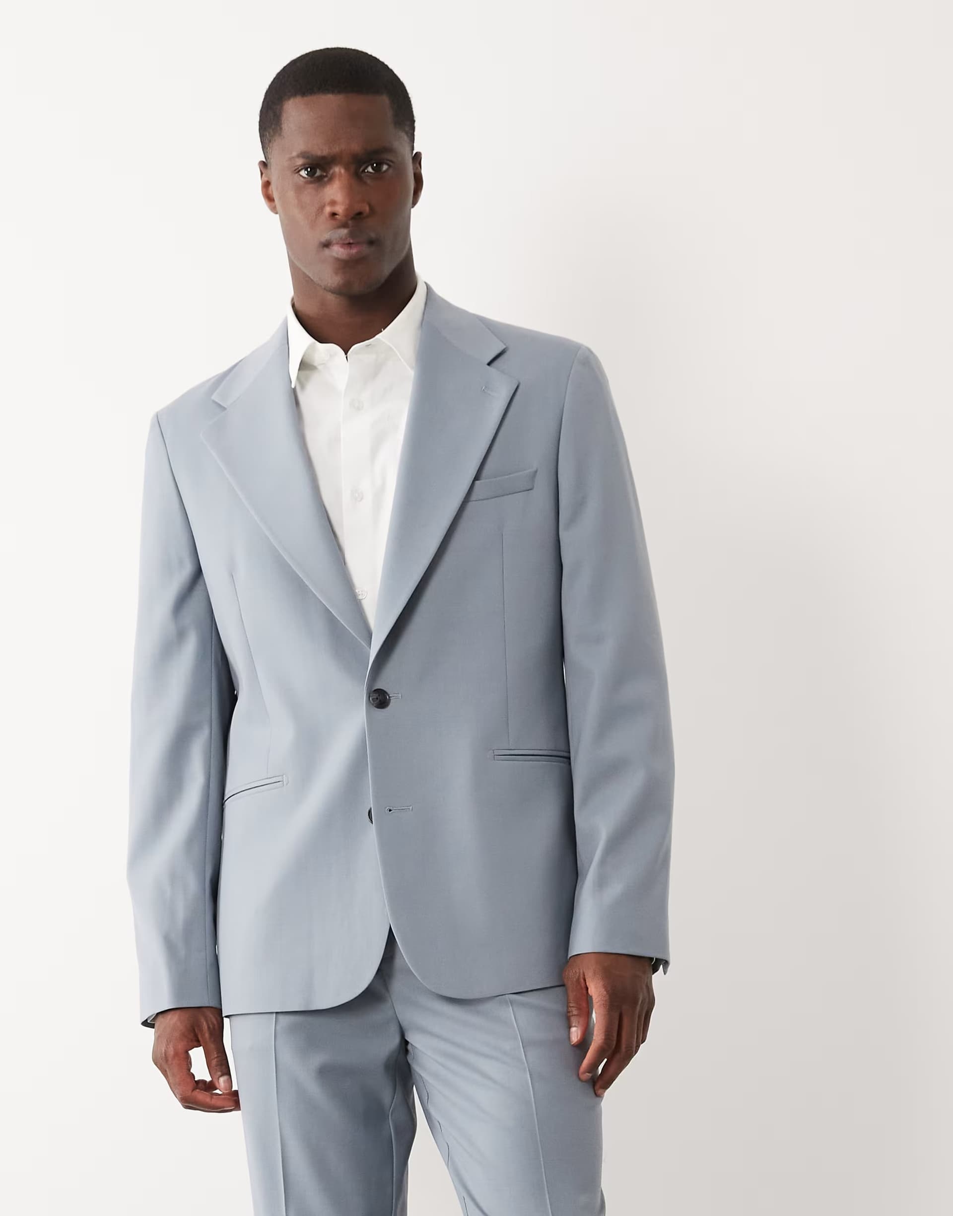 ASOS ASOS DESIGN 100% summer wool slim suit jacket in blue