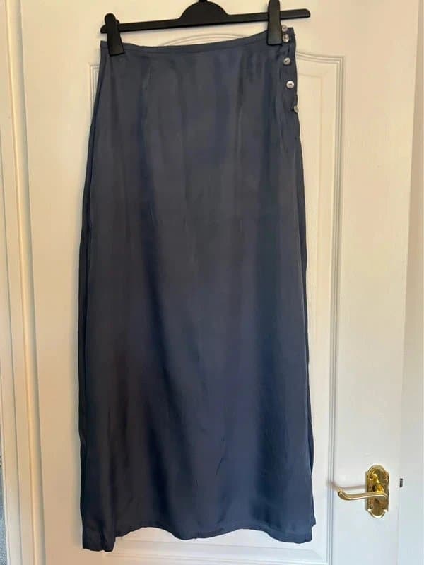 Warehouse Warehouse Y2K Gunmetal, very matte , satin long skirt Y2K size 12