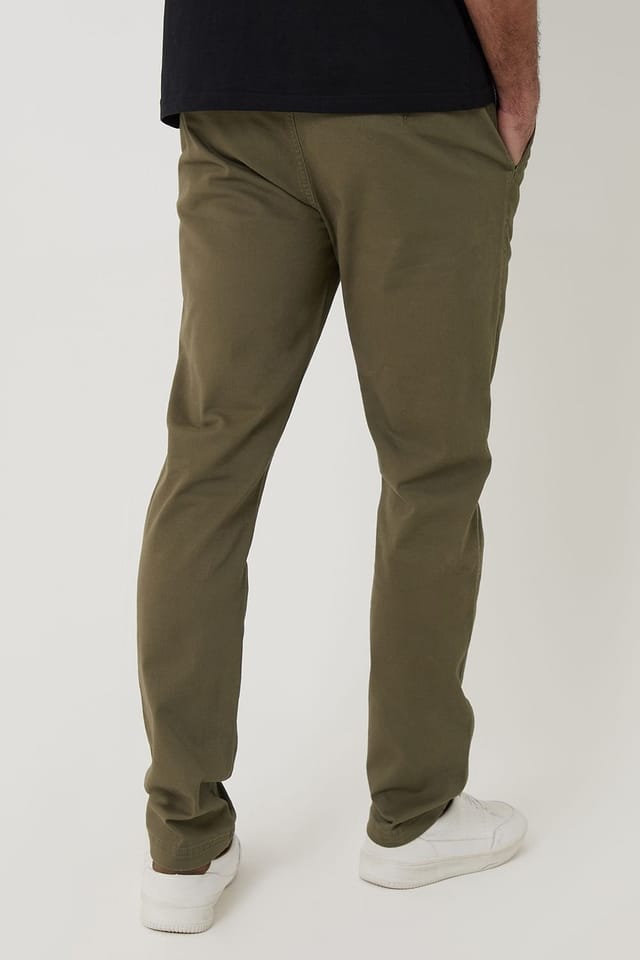 Threadbare Threadbare Men's Cotton Slim Fit Chino Trousers With Stretch in Khaki - 2