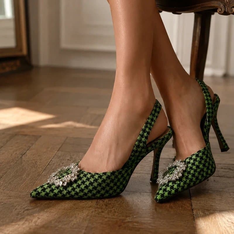 ASOS Asos Green And Black Embellished Slingback Heels size 6
