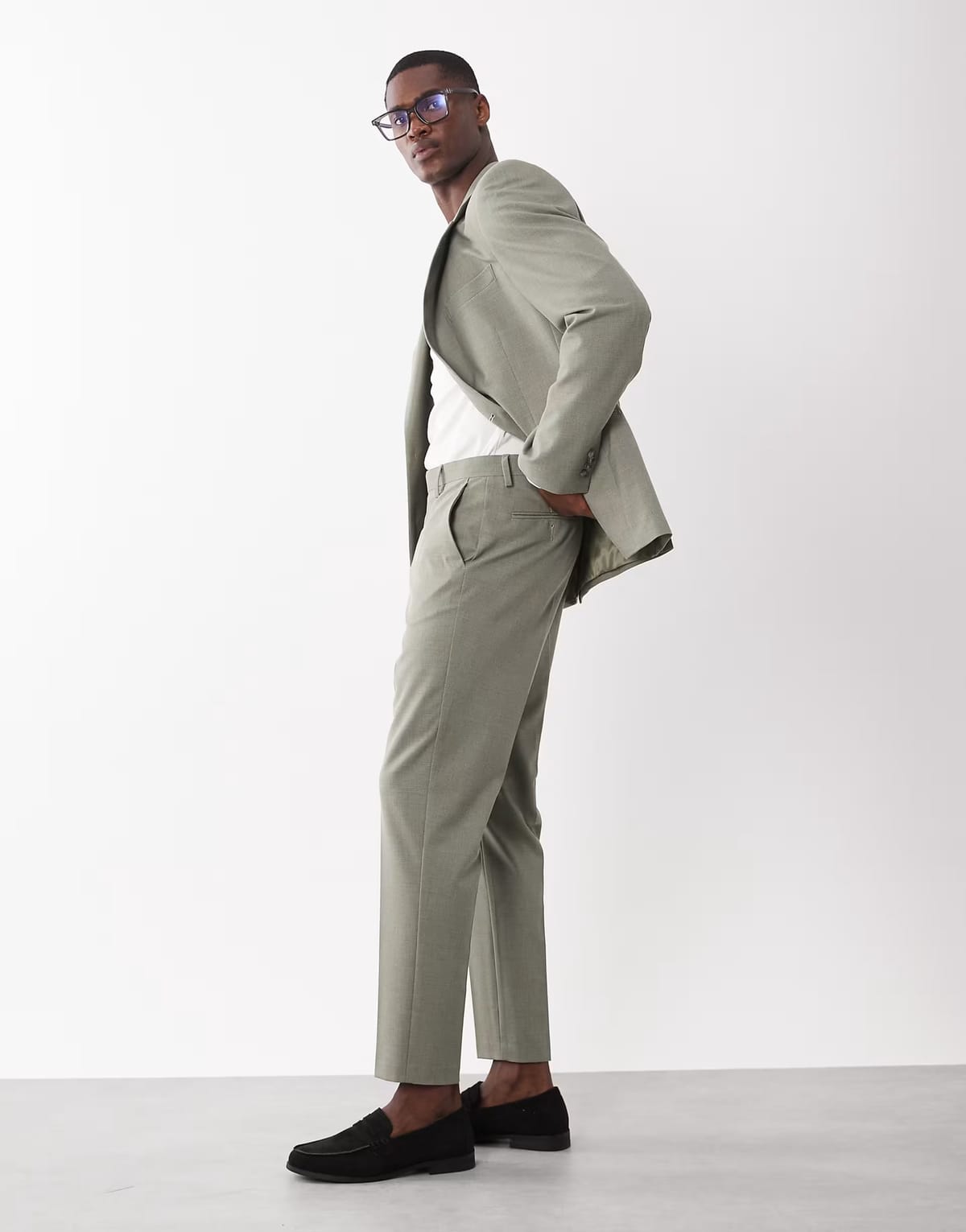 ASOS ASOS DESIGN tapered suit trousers in light green micro check - 1
