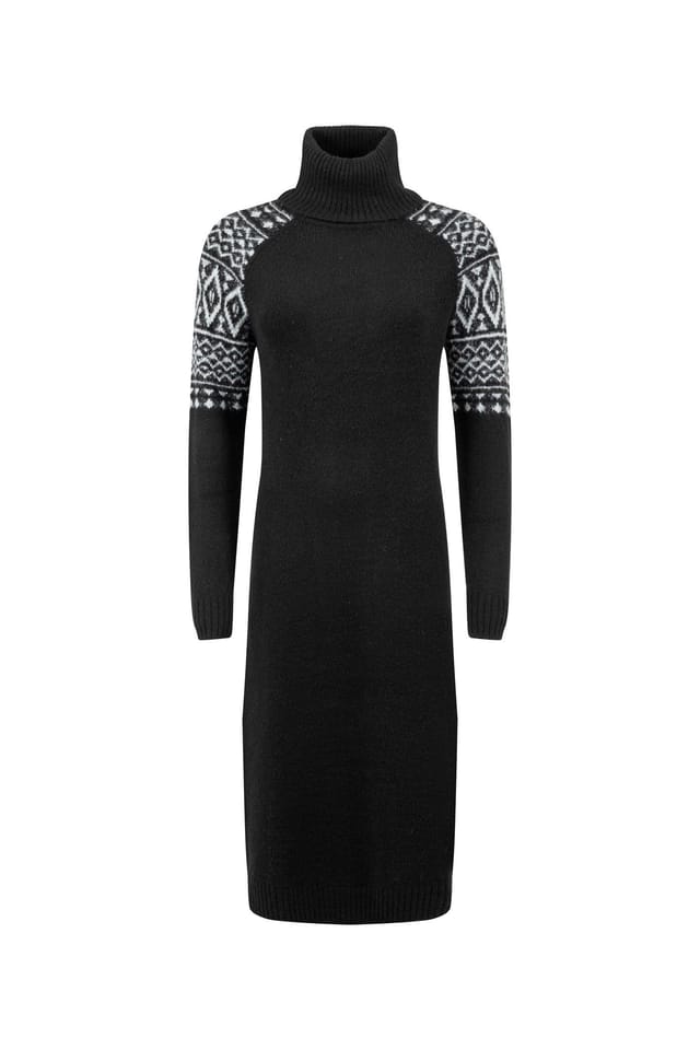 Weird Fish Weird Fish Women's Ezzie Fair Isle Roll Neck Knitted Dress in Black - 2