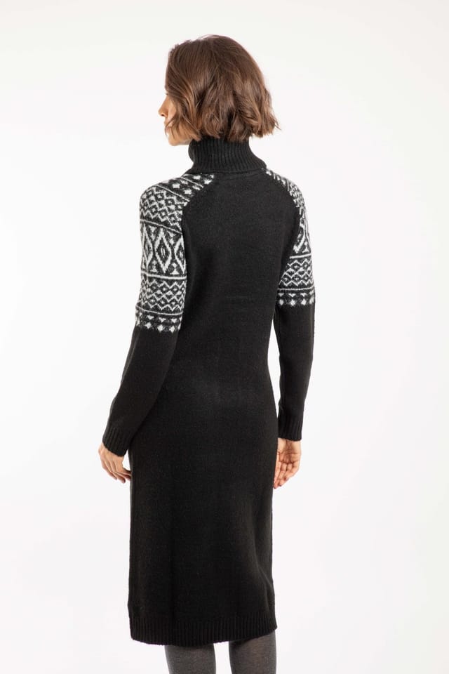 Weird Fish Weird Fish Women's Ezzie Fair Isle Roll Neck Knitted Dress in Black - 3