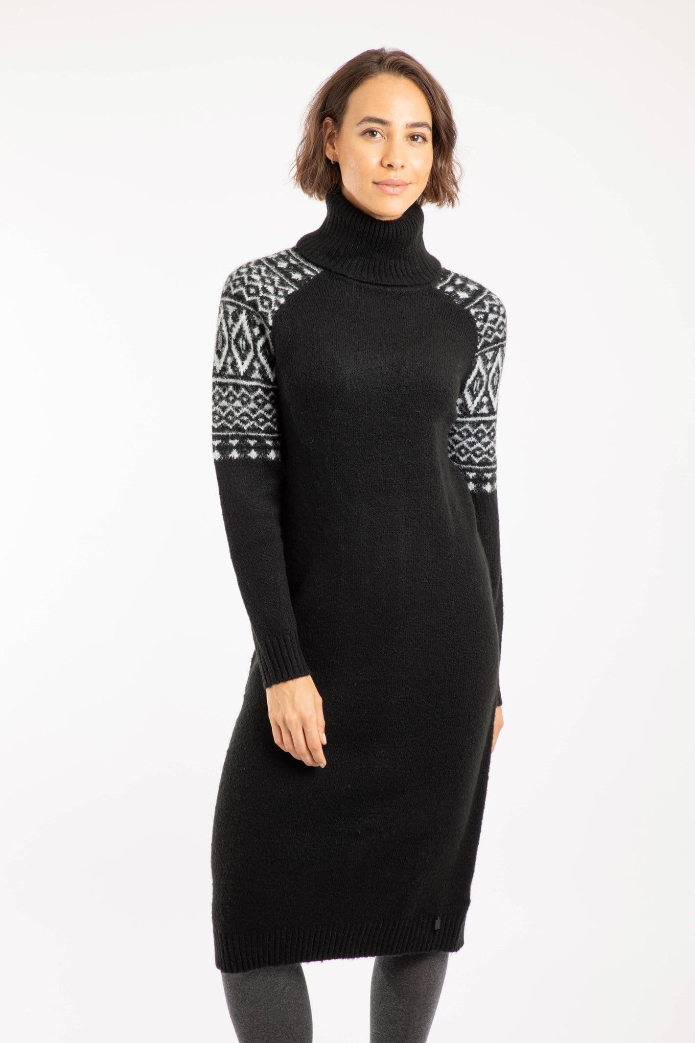 Weird Fish Weird Fish Women's Ezzie Fair Isle Roll Neck Knitted Dress in Black - 4