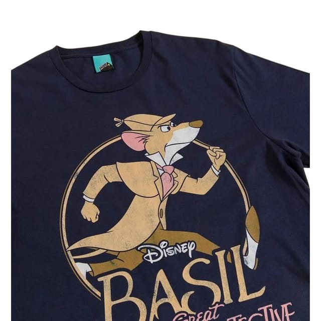 The Great Mouse Detective The Great Mouse Detective Men's Basil T-Shirt in Navy - 3