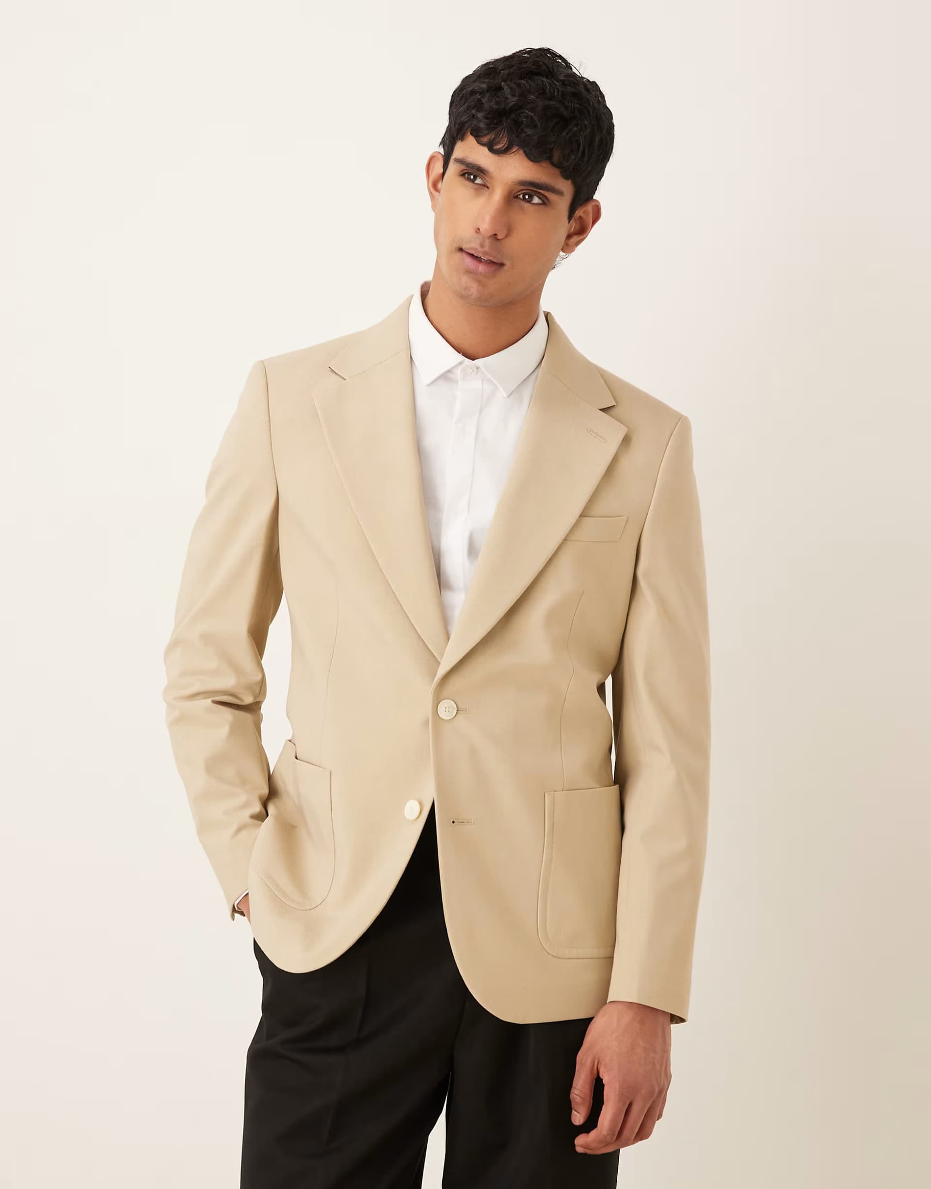 ASOS ASOS DESIGN slim blazer in stone twill