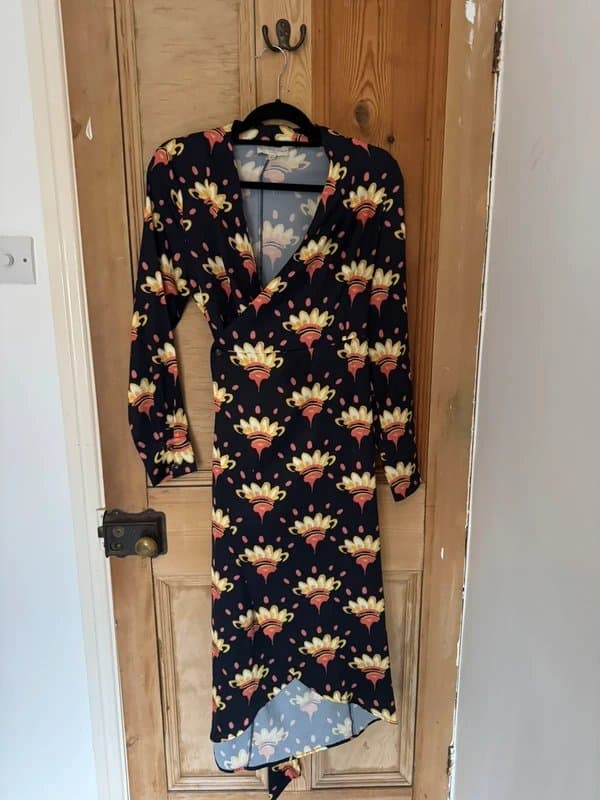 Never Fully Dressed Satin wrap midi dress