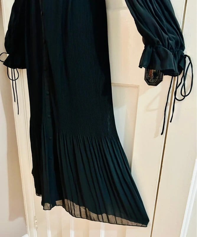 ASOS Black Crinkle Pleated Chiffon Maxi Dress
