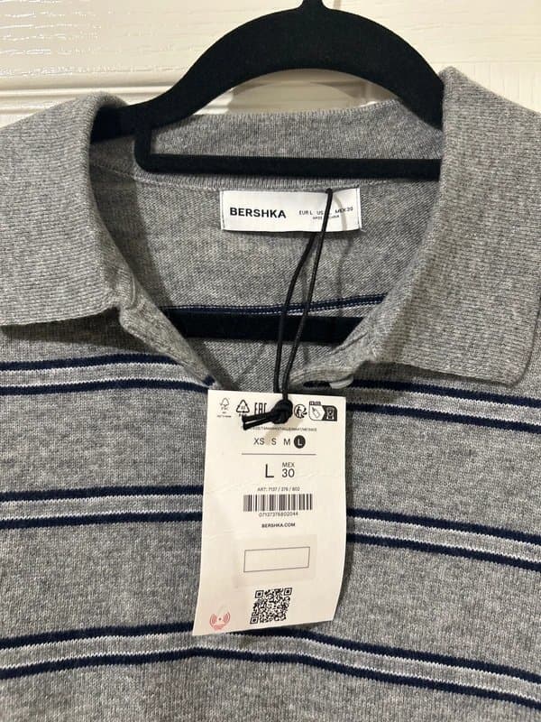 Bershka NEW Bershka Striped Polo Collar Oversized Jumper