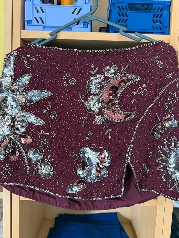 ASOS embellished sequin mini skirt in Plum