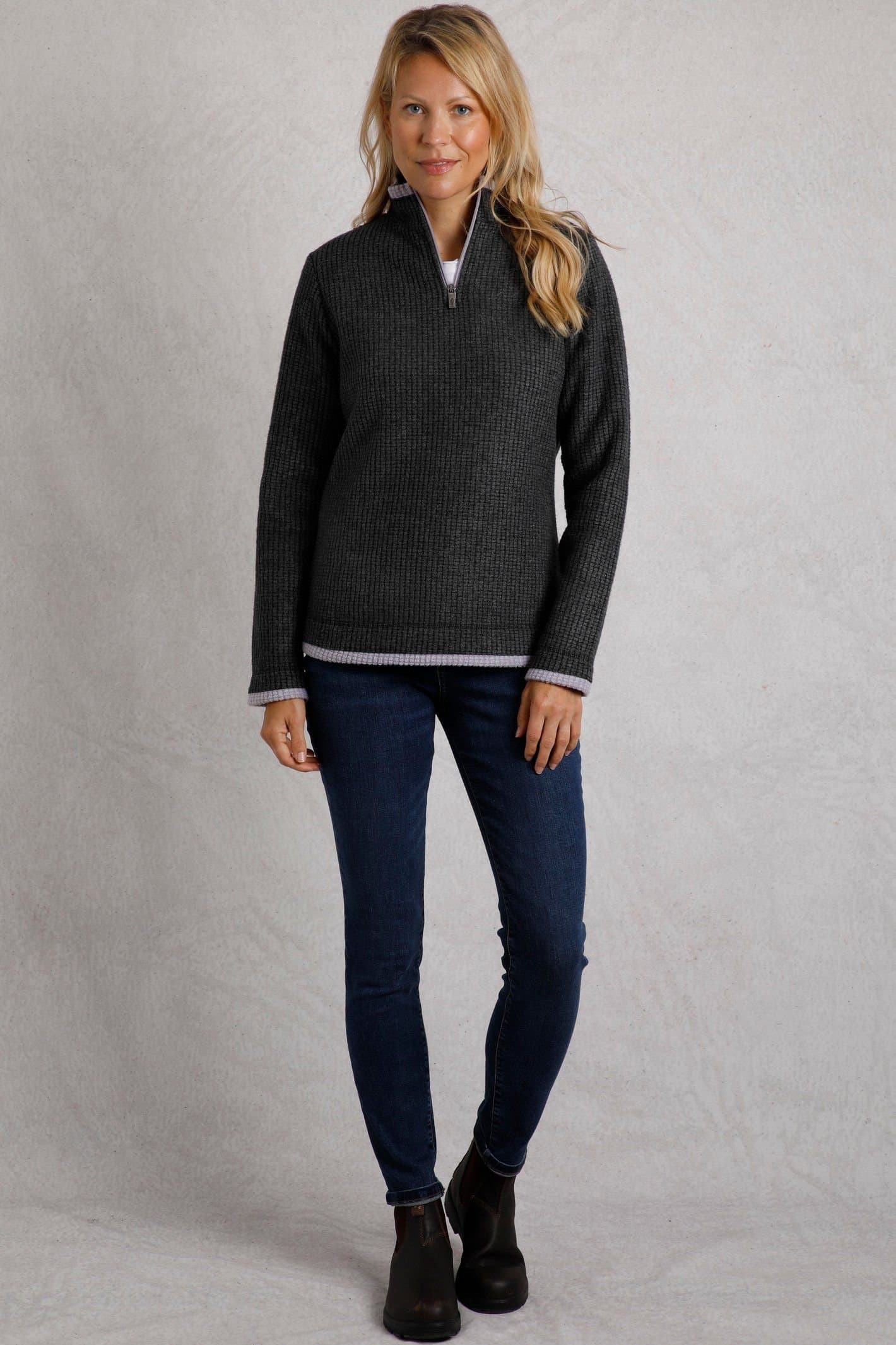 Weird Fish Weird Fish Women's Beye 1/4 Zip Grid Fleece in Jet Black