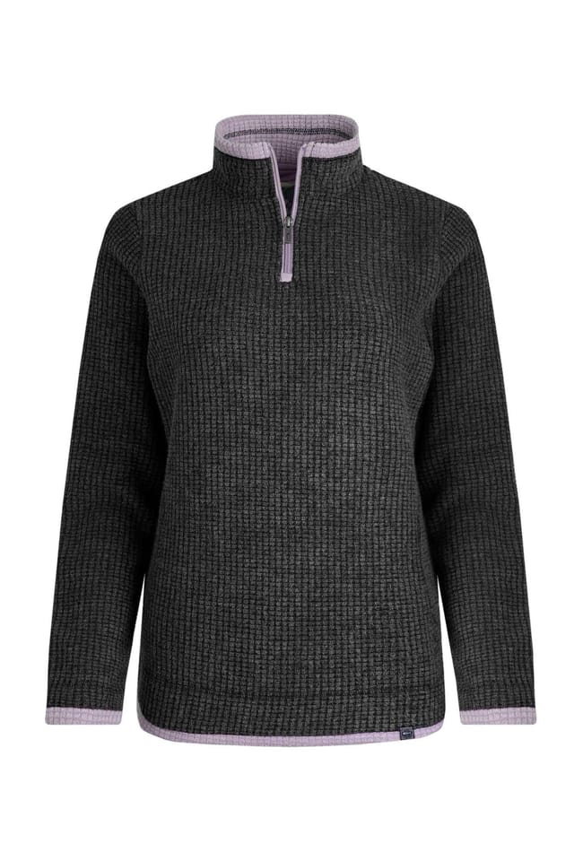 Weird Fish Weird Fish Women's Beye 1/4 Zip Grid Fleece in Jet Black - 2