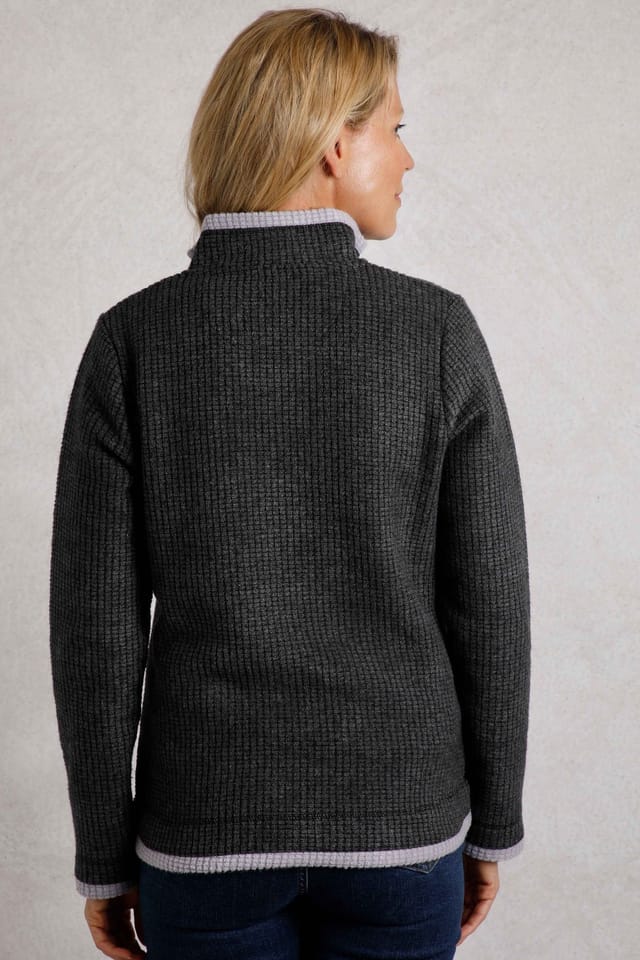 Weird Fish Weird Fish Women's Beye 1/4 Zip Grid Fleece in Jet Black - 3