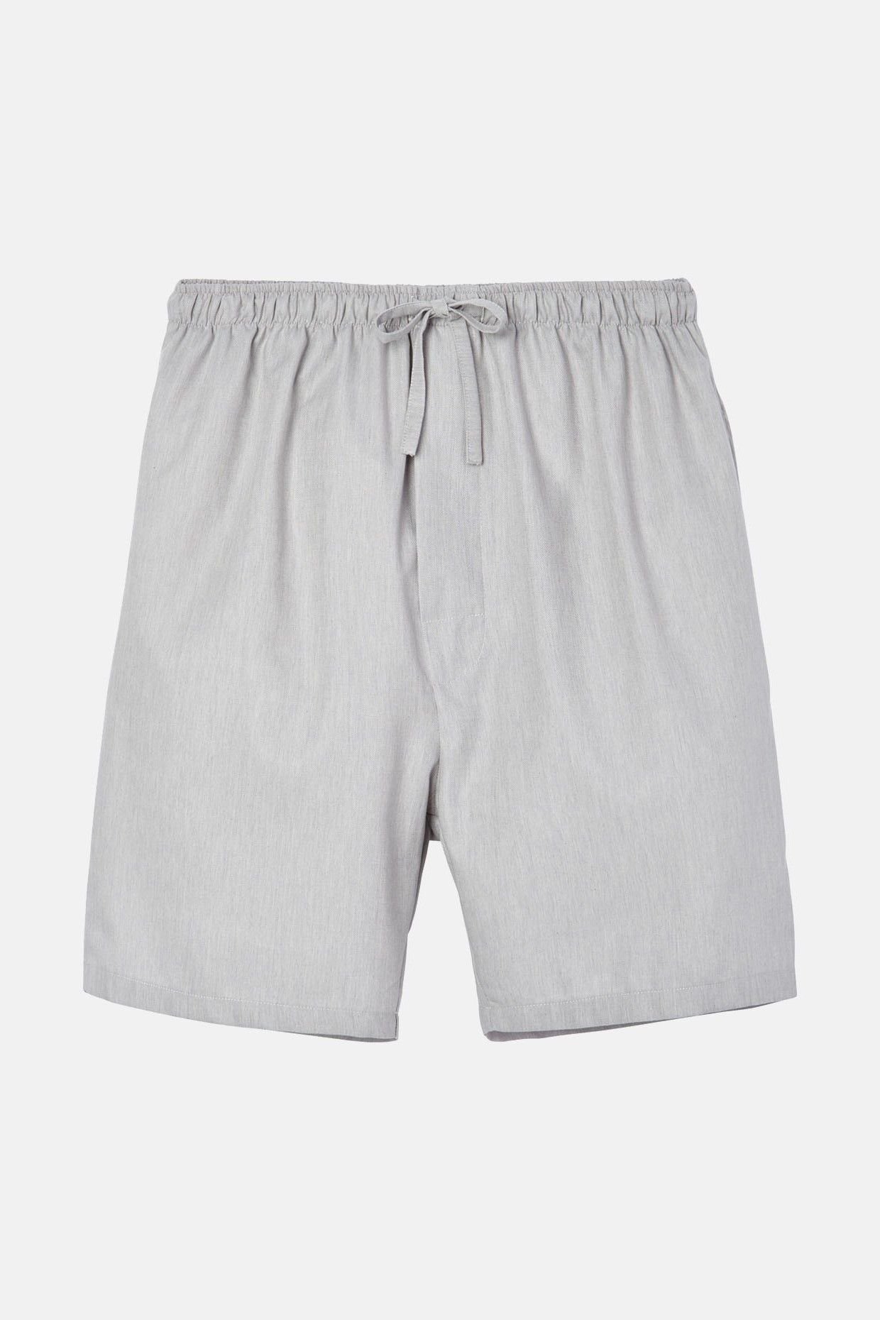 British Boxers British Boxers Men's "Armoury Grey" Herringbone Cotton Twill Shorts in Light Grey - 2