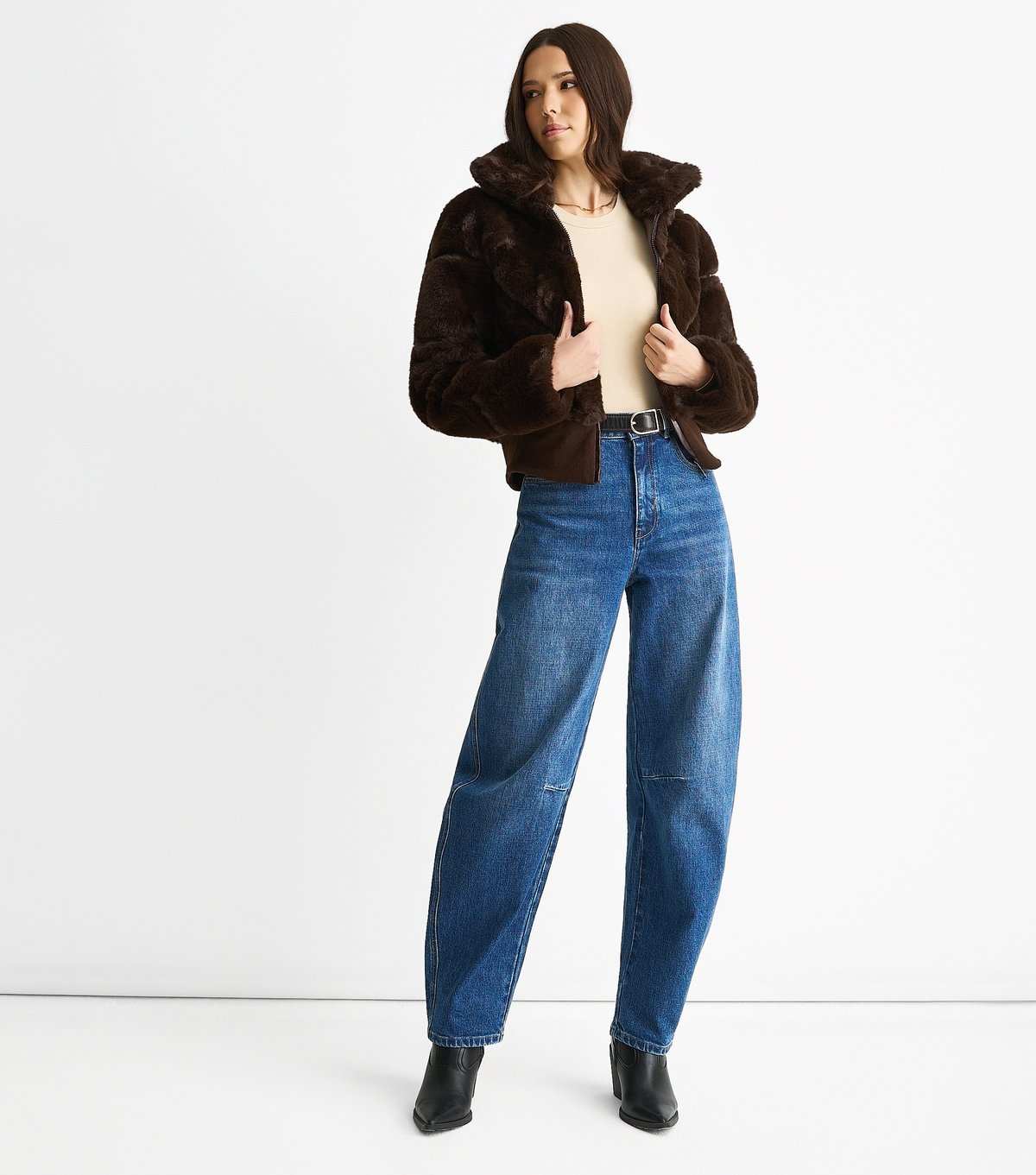 Gini London Women's Dark Brown Faux Fur Jacket Gini London New Look - 3