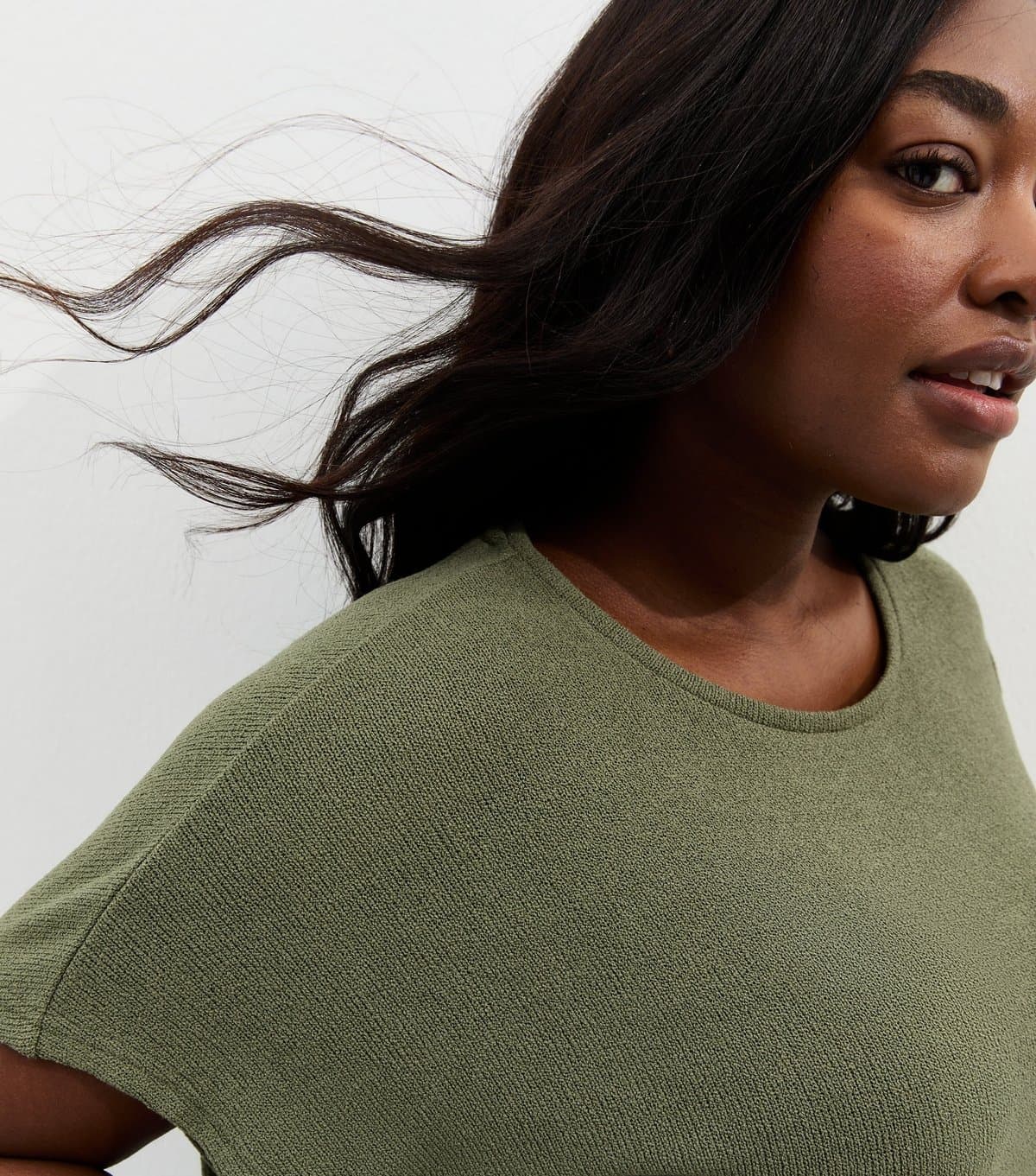 New Look Women's Plus Size Light Khaki Slouchy Textured T-Shirt Curves New Look