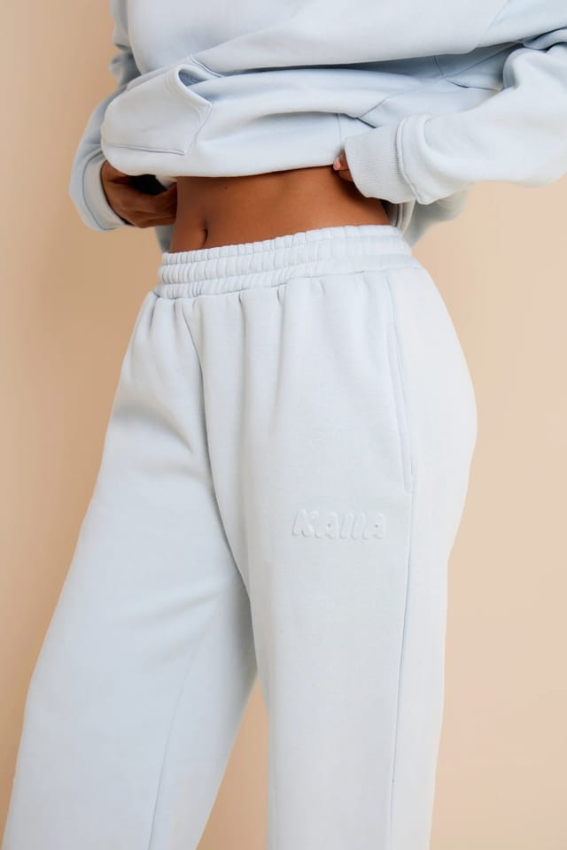 Kaiia Kaiia Embossed Bubble Logo Wide Leg Joggers Baby Blue - 2