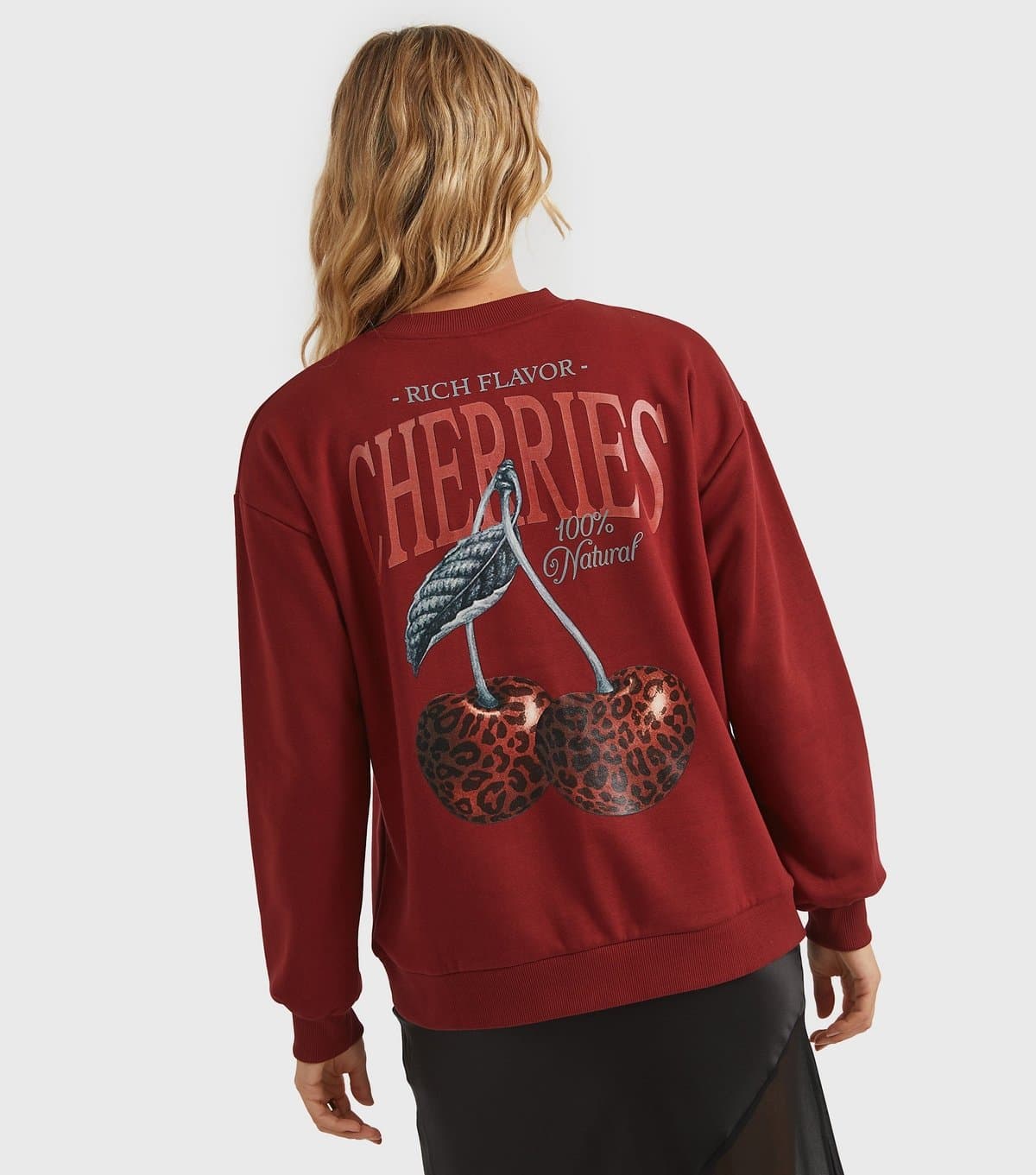 Custard Women's Clothing Red Leopard Cherry Logo Print Sweatshirt Custard New Look