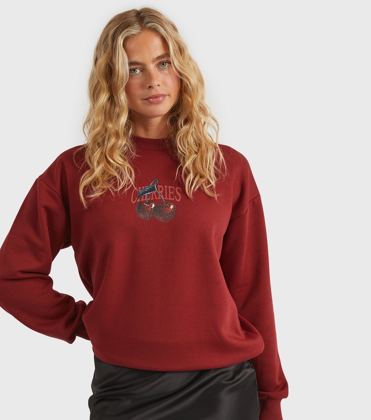 Custard Women's Clothing Red Leopard Cherry Logo Print Sweatshirt Custard New Look - 2