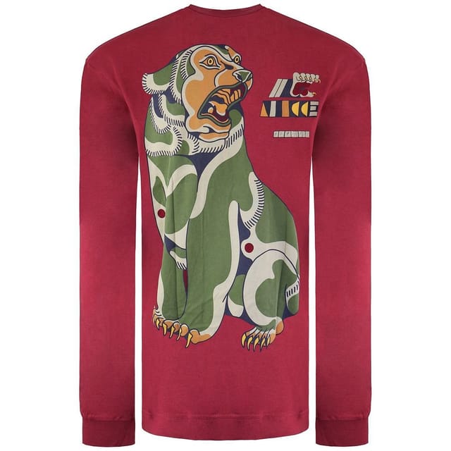 Nicce Nicce Men's Short Sleeve Crew Neck Red Grizzly Top - 2