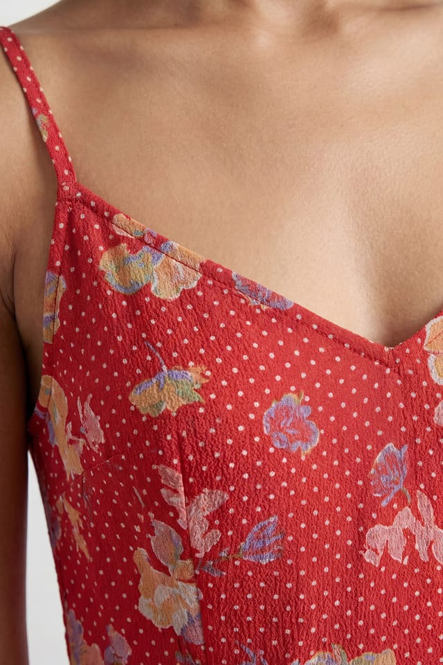 Warehouse Warehouse Women's Floral & Spot Print Cowl Back Maxi Slip Dress in Red - 2