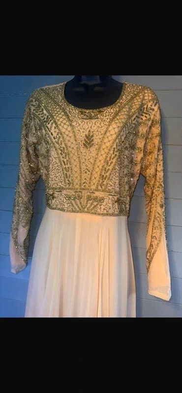Vintage Dressing Handmade silk chiffon embellished evening gown size 16 18 wedding guest occasion dress