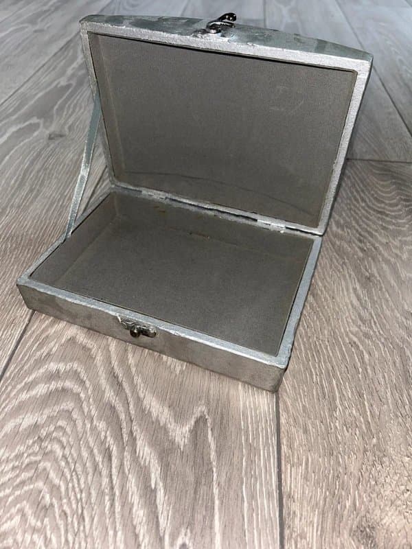 Rumble Shabby chic silver grey rustic gold floral jewellery box