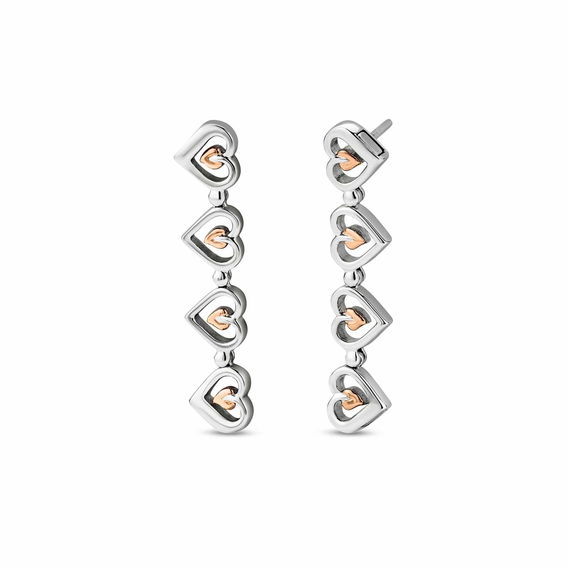 Clogau Clogau Women's Tree of Life Sterling Silver Heart Drop-Stud Earrings in Metallics
