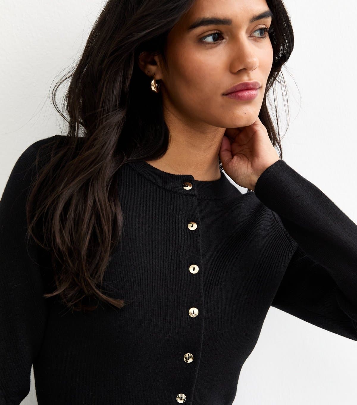 New Look Women's Black Compact Knit Crew Neck Cardigan New Look