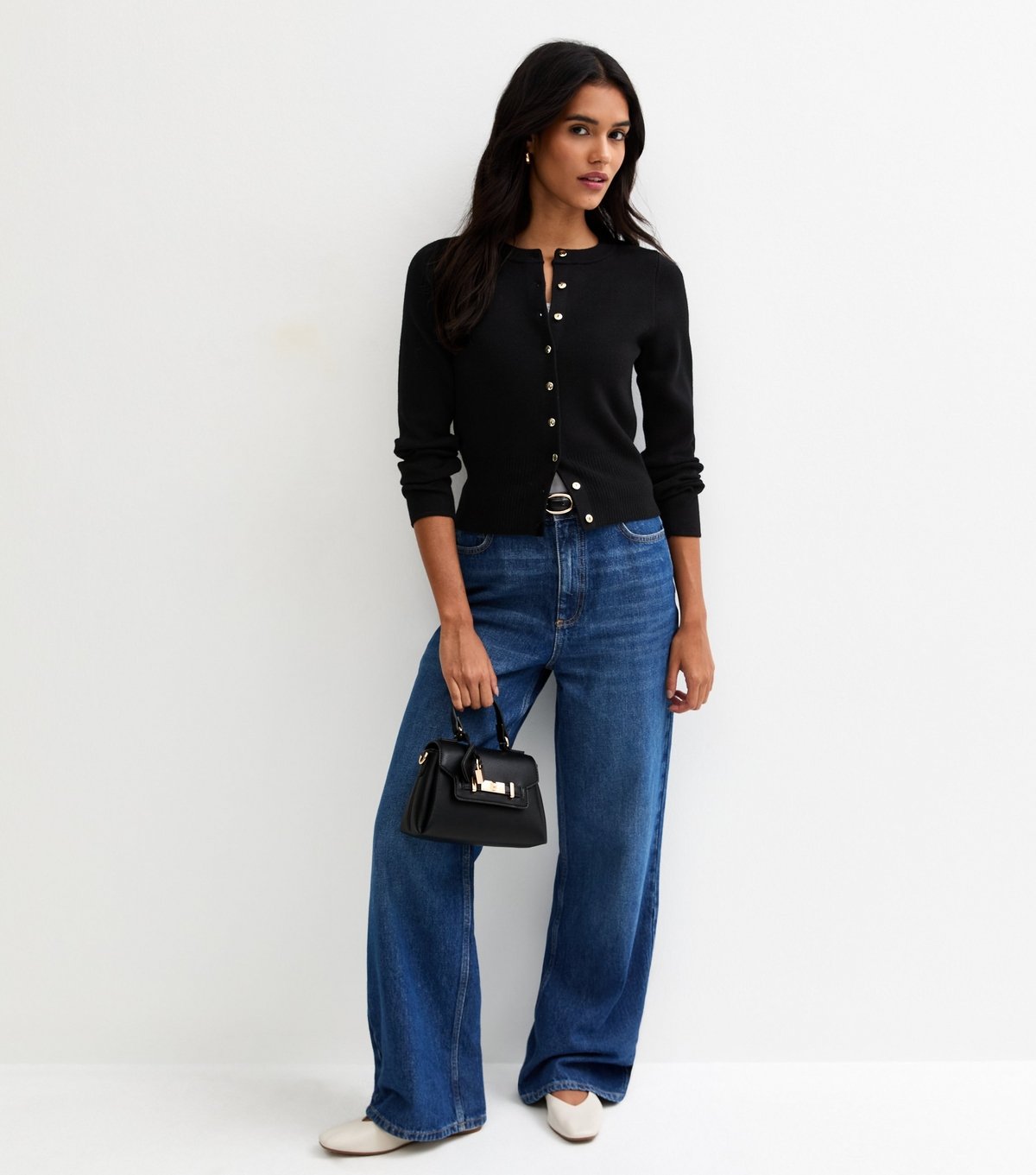 New Look Women's Black Compact Knit Crew Neck Cardigan New Look - 3