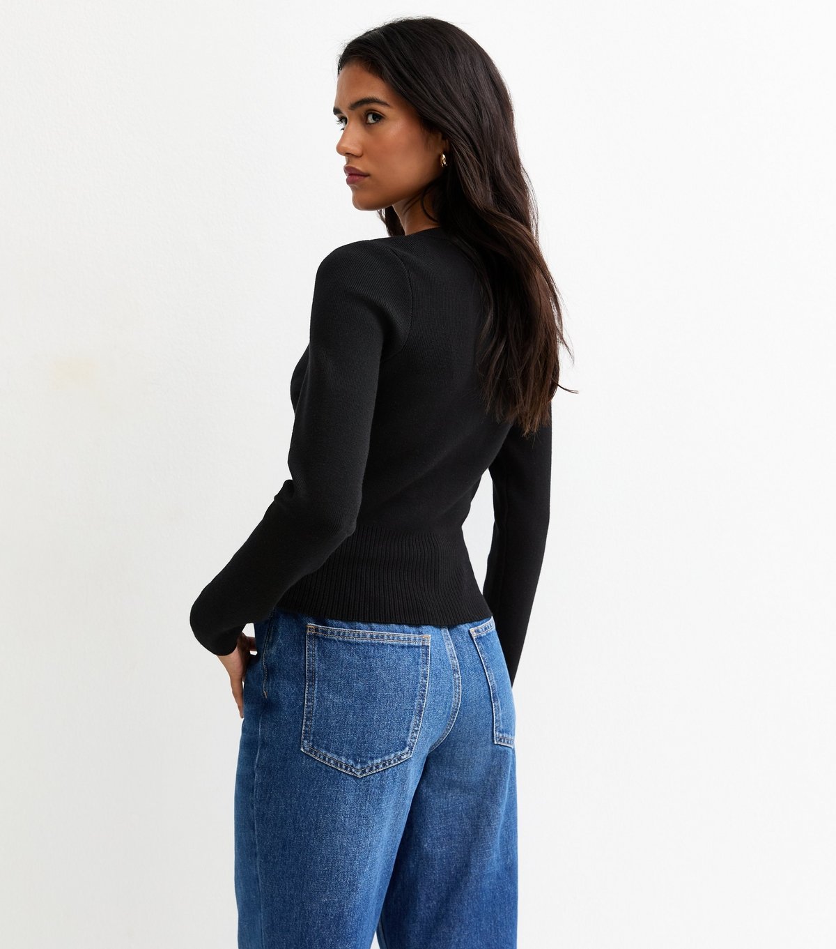 New Look Women's Black Compact Knit Crew Neck Cardigan New Look - 4