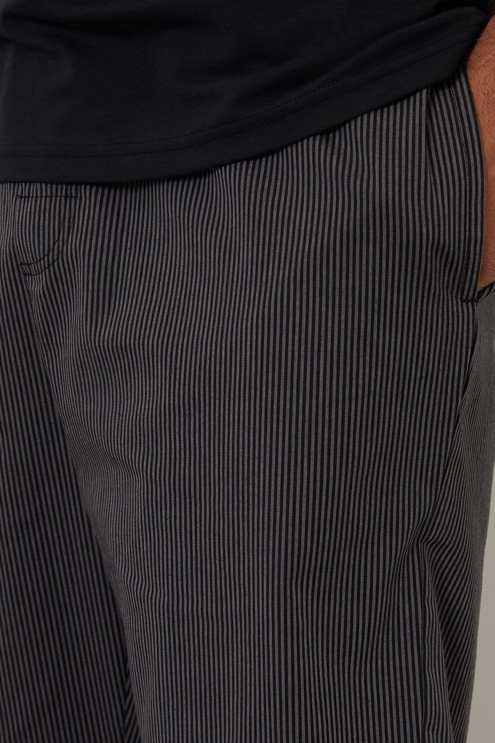 Threadbare Threadbare Men's Short Sleeve Stripe Bottom Pyjama Set in Black - 4