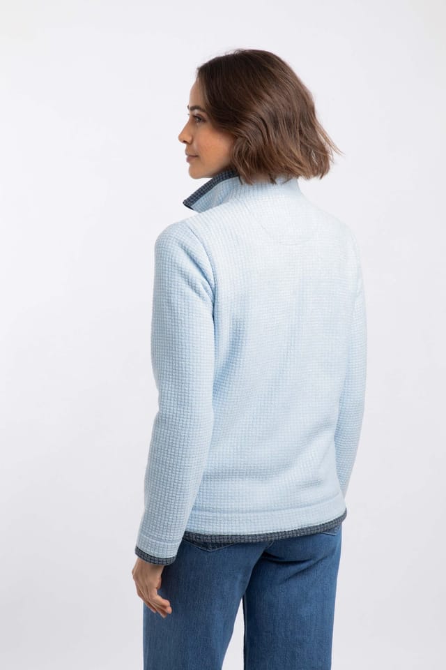 Weird Fish Weird Fish Women's Ariana Full Zip Grid Fleece in Light Blue - 3