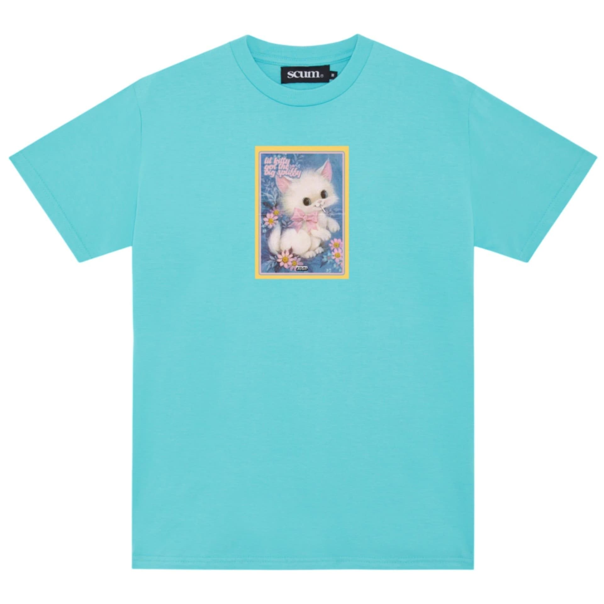 Scum Scum Men's Kitty Got A Big Spliffy T-Shirt in Aqua