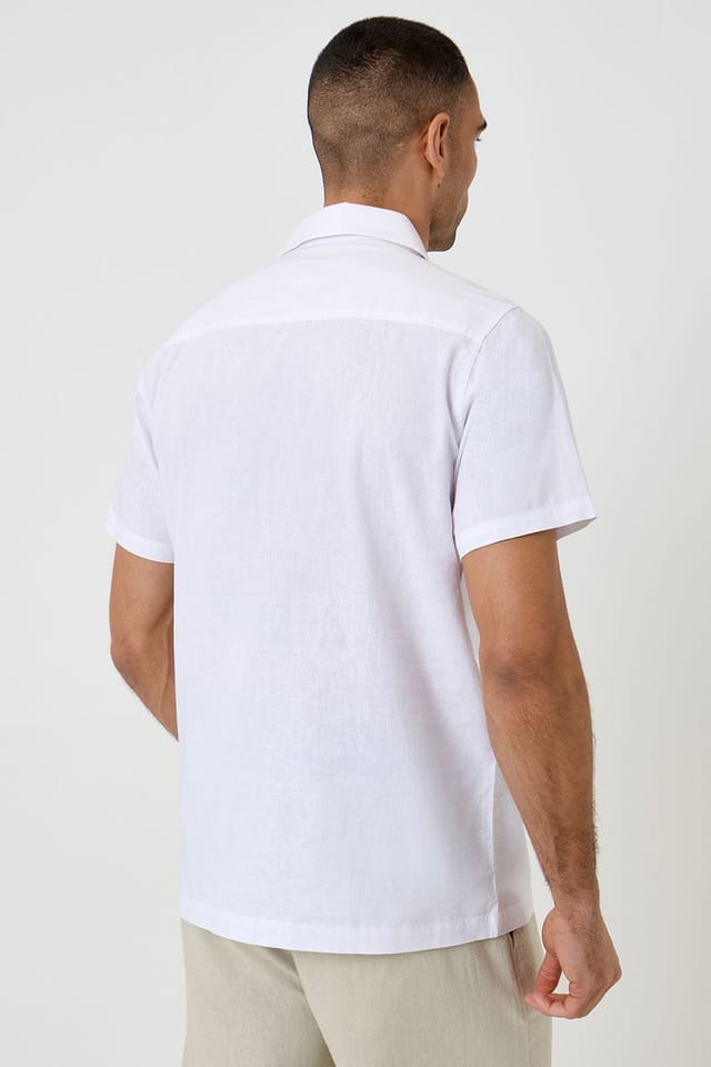 Threadbare threadbare Men's Linen Cotton Blend Short Sleeve Shirt in White - 2