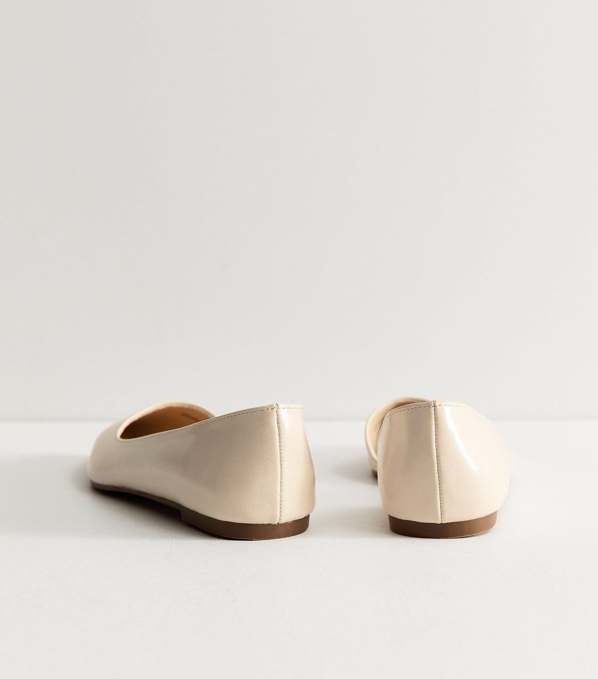 New Look Women's Off White Faux Leather D'Orsay Ballerina Flats Vegan New Look - 4