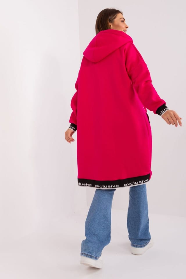 Love Lace Love Lace Women's Soft Cotton Hooded Zip Sweatshirt in Fuchsia - 3
