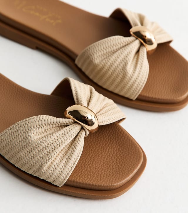 New Look Women's Wide Fit Cream Faux Leather Ring Mule Sandals Vegan New Look - 3