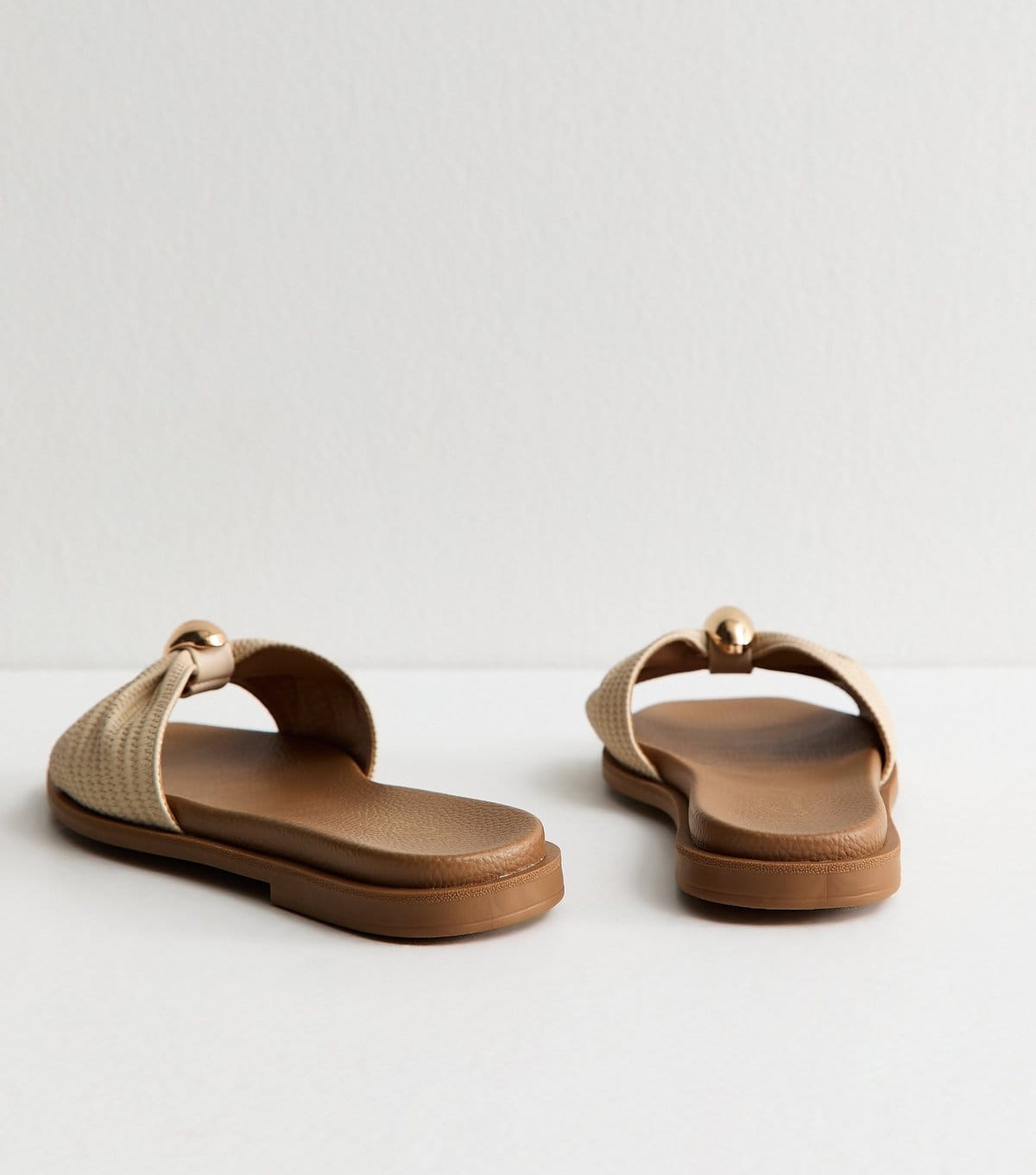 New Look Women's Wide Fit Cream Faux Leather Ring Mule Sandals Vegan New Look - 4