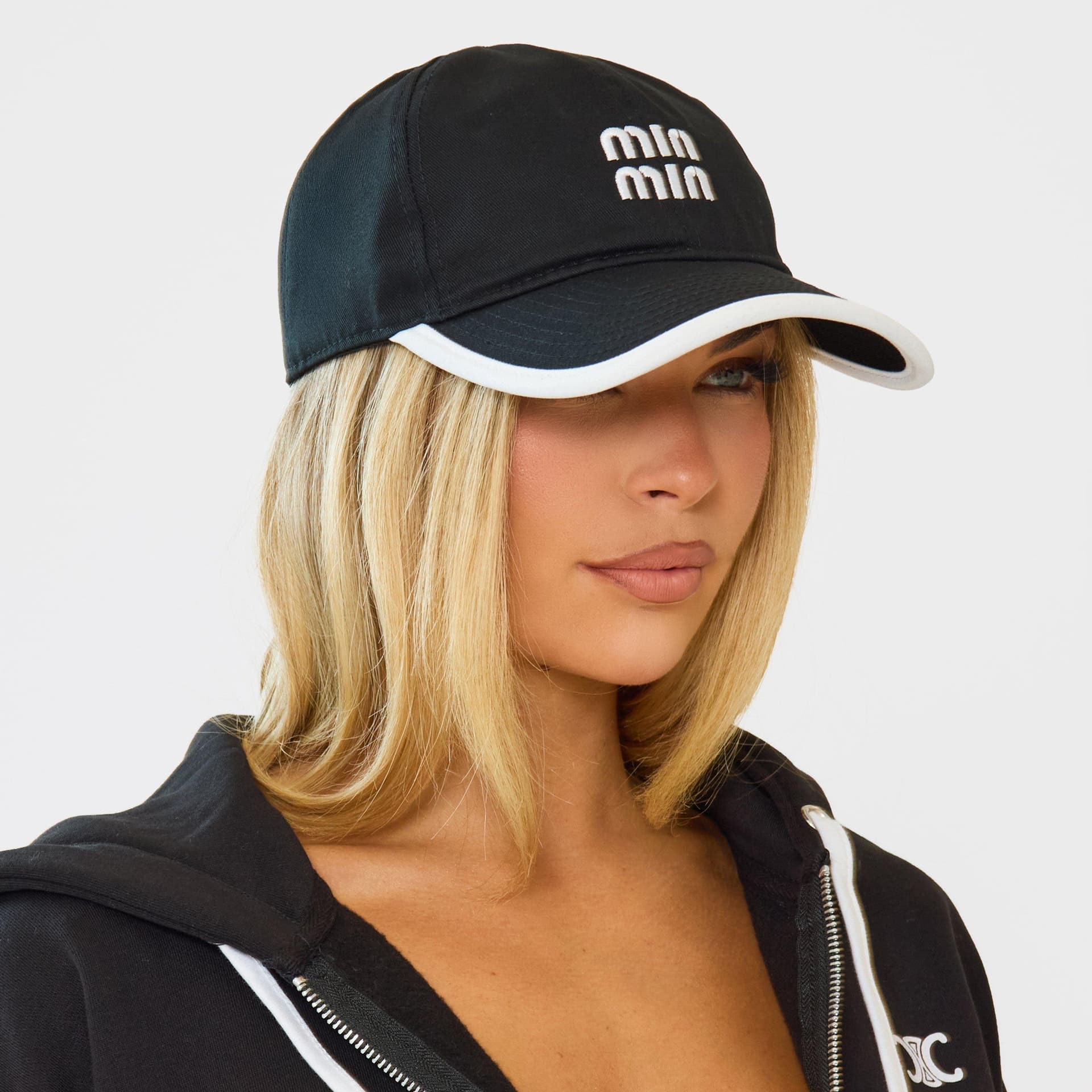 EGO EGO Contrast Logo Detail Baseball Cap In Black, Women's Size UK 0