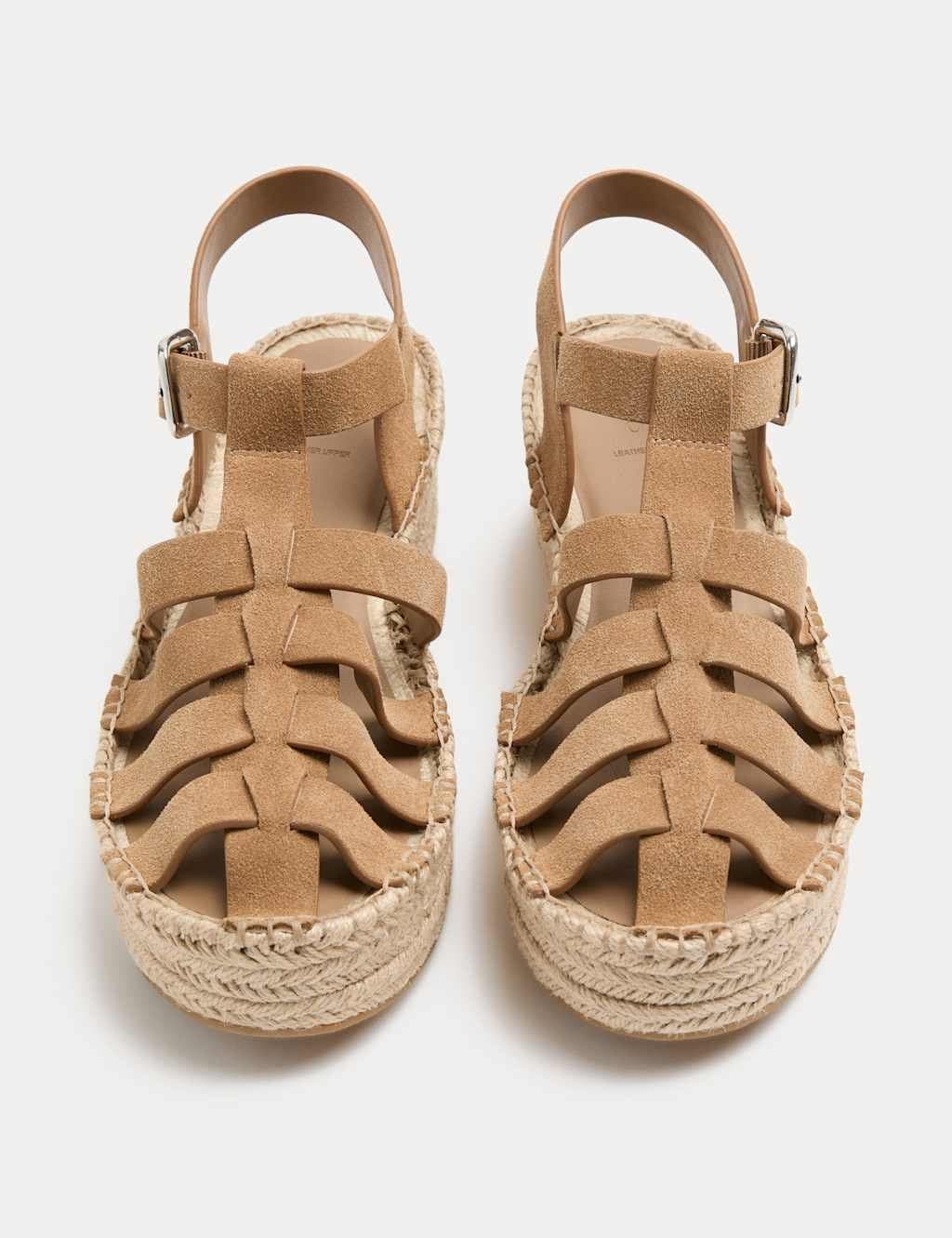 Marks & Spencer M&S Tan Suede Buckle Flatform Fisherman Espadrilles