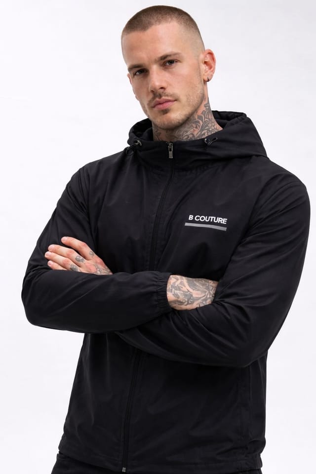 BCouture BCouture Men's Zip Jacket & Track Pant Tracksuit Set in Black - 2